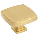 1-3/4" Overall Length Brushed Gold Square Renzo Cabinet Knob