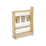 5" Pullout Wood Base Cabinet Utensil Organizer with 3 Bins and Blumotion Soft-Close Slides