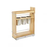 8" Pullout Wood Base Cabinet Utensil Organizer with 3 Bins