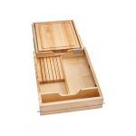 Natural Maple Knife Cutting Board Drawer with Blumotion Soft-Close for Full Access 18" Base