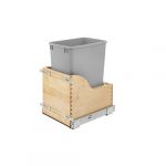 Natural Maple Bottom Mount TANDEM Reduced Depth Waste Pullout with Single Gray 32 qt. Container and Blumotion Soft-Close