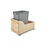 Natural Maple Bottom Mount Movento Waste Pullout with Single Metallic Silver 35 qt. Container and Blumotion Soft-Close