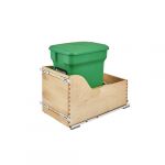 Natural Maple Bottom Mount Waste Pullout with Single Green 24 Qt. Compo Container with Blumotion Soft-Close