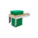 Single 6-gallon Pull-Out Top Mount Wood and Green Compo Container with Ball-Bearing Soft-Close Slides