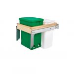 Wood Top Mount Pullout with Single Green 6-gallon Compo and Single White 35 Qt. Container with Ball-Bearing Soft-Close Slides