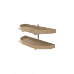 32" Natural Maple 2-Shelf Half Moon Lazy Susan Set with Pivot and Slide for Blind Corner Cabinet with 12" Opening