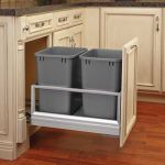 Double 35 Qt. Pull-Out Brushed Aluminum and Silver Waste Container - CS