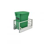 Aluminum Bottom Mount Waste Pullout with Single Green 24 Qt. Compo Container with Soft-Close for 30" sink base or 15" base