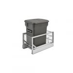 Aluminum Bottom Mount Waste Pullout with Single Orion Gray 24 Qt. Compo and Single White 35 Qt. Container with Soft-Close for 18"