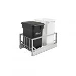 Aluminum Bottom Mount Waste Pullout with Single Black 24 Qt. Compo and Single White 35 Qt. Container with Soft-Close for 18"