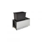 Stainless Steel Bottom Mount Legrabox Waste Pullout with Single Black 30 qt. Container and Blumotion Soft-Close for Full Access 12" Base
