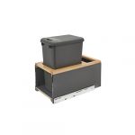 Natural Maple Bottom Mount Legrabox Waste Pullout with Single Orion Gray 35 qt. Container and Blumotion Soft-Close for Full Access 15" Base