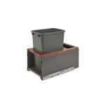 Walnut Bottom Mount Legrabox Waste Pullout with Single Orion Gray 35 qt. Container and Blumotion Soft-Close for Full Access 15" Base
