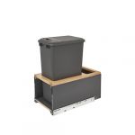 Natural Maple Bottom Mount Legrabox Waste Pullout with Double Orion Gray 35 qt. Container and Blumotion Soft-Close for Full Access 15" Base