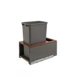 Walnut Bottom Mount Legrabox Waste Pullout with Single Orion Gray 50 qt. Container and Blumotion Soft-Close for Full Access 15" Base