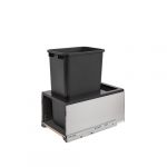 Stainless Steel Bottom Mount Legrabox Waste Pullout with Single Black 50 qt. Container and Blumotion Soft-Close for Full Access 15" Base