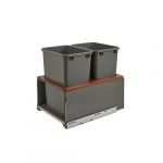 Walnut Bottom Mount Legrabox Waste Pullout with Double Orion Gray 35 qt. Containers and Blumotion Soft-Close for Full Access 18" Base