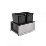 Stainless Steel Bottom Mount Legrabox Waste Pullout with Double Black 35 qt. Containers and Blumotion Soft-Close for Full Access 18" Base