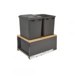 High Natural Maple Bottom Mount Legrabox Waste Pullout with Double Orion Gray 35 qt. Containers and Blumotion Soft-Close for Full Access 18" Base
