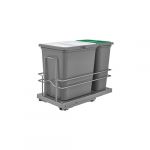 Single 8 L Metallic Silver and Single 15 L Gray Waste Container with Soft-Close for 24" Sink Base