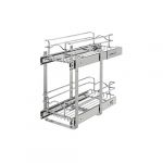 9"W x 18"D Base Cabinet Pull-Out Chrome 2-Tier Wire Basket