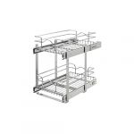 12"W x 18"D Base Cabinet Pull-Out Chrome 2-Tier Wire Basket