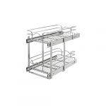 12"W x 22"D Base Cabinet Pull-Out Chrome 2-Tier Wire Basket