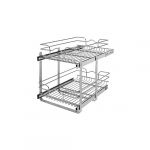 15"W x 22"D Base Cabinet Pull-Out Chrome 2-Tier Wire Basket