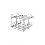 21"W x 22"D Base Cabinet Pull-Out Chrome 2-Tier Wire Basket