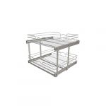 24"W x 22"D Base Cabinet Pull-Out Chrome 2-Tier Wire Basket