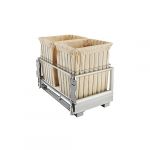 Aluminum Bottom Mount Wire Hamper Pullout with 2-1.2 BU Canvas Liners RAM Slides and White Base
