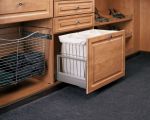 Aluminum Bottom Mount Wire Hamper Pullout with 2-1.2 BU Canvas Liners RAM Slides and Silver Base