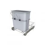 Chrome Universal Waste Pullout with Single Gray 20 qt. Container, Rear Basket and Ball-Bearing Slides for 27", 30" and 33" Sink Base