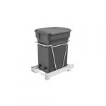White Wire Bottom Mount Waste Pullout with Single Orion Gray 24 Qt. Compo Container