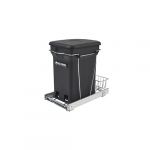 Chrome Wire Bottom Mount Waste Pullout with Single Black 6-gallon Compo Container