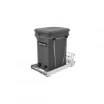 Chrome Wire Bottom Mount Waste Pullout with Single Orion Gray 6-gallon Compo Container