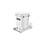 Chrome Wire Bottom Mount Waste Pullout with Single White 6-gallon Compo Container