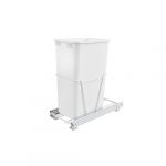 Single 50 Qt. Pull-Out White Waste Container with Lid and Full-Extension Slides