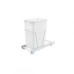 Single 35 Qt. Pull-Out White Waste Container with Lid and 3/4 Extension Slides