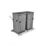 Double 27 Qt. Pull-Out Silver and Chrome Waste Container
