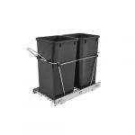 Double 27 Qt. Pull-Out Black and Chrome Waste Container