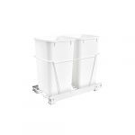 Double 27 Qt. Pull-Out White Waste Containers with Full-Extension Slides