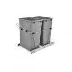 Double 35 Qt. Pull-Out Silver and Chrome Waste Container