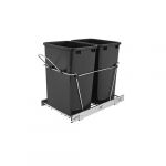 Double 35 Qt. Pull-Out Black and Chrome Waste Container