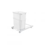 Single 35 Qt. 14-3/8" Wide Pull-Out White Waste Container with 3/4 Extension Slides