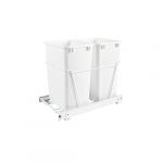 White Wire Bottom Mount Waste Pullout with Double White 35 qt. Container and Full-Extension Slides for 18" Base