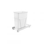 Single 30 Qt. Pull-Out White Waste Containers with Full-Extension Slides