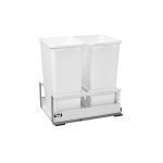 Double 50 Qt. White Pull-Out Wood Bottom Mount Waste Container for 15" Opening
