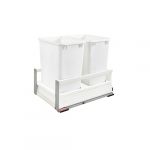 Double 35 Qt. White Pull-Out Wood Bottom Mount Waste Container for 15" Opening