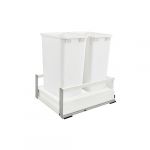 Double 50 Qt. White Pull-Out Wood Bottom Mount Waste Container for 18" Opening